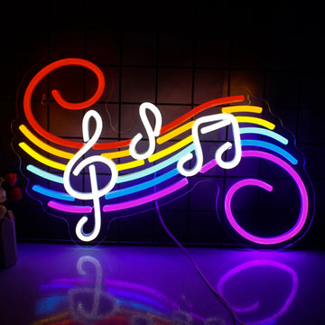 Colorful Musical Notes LED Neon Design