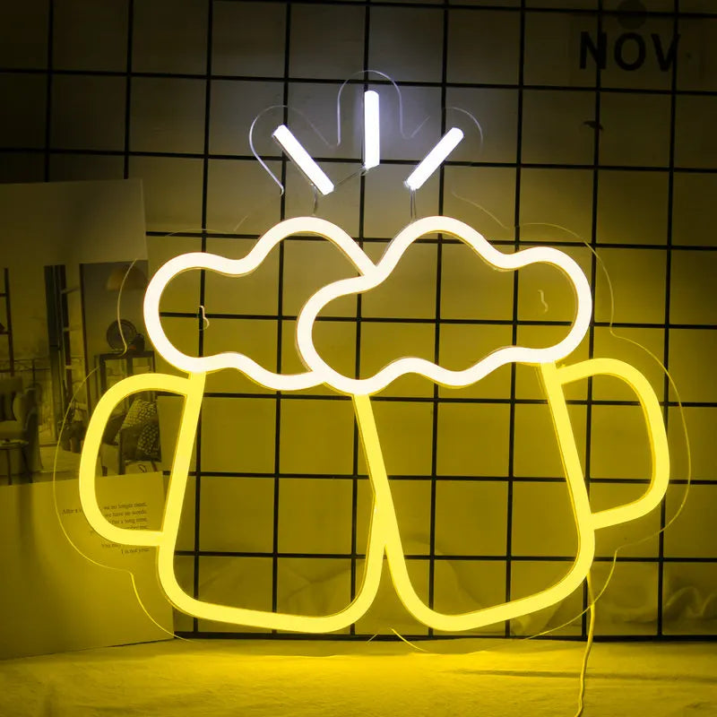 Glass with Beer Shaped Neon LED